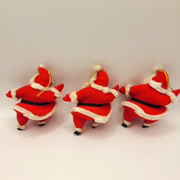 Lot of 5 Vintage Flocked Dancing Santa Ornaments - Picture 6 of 7